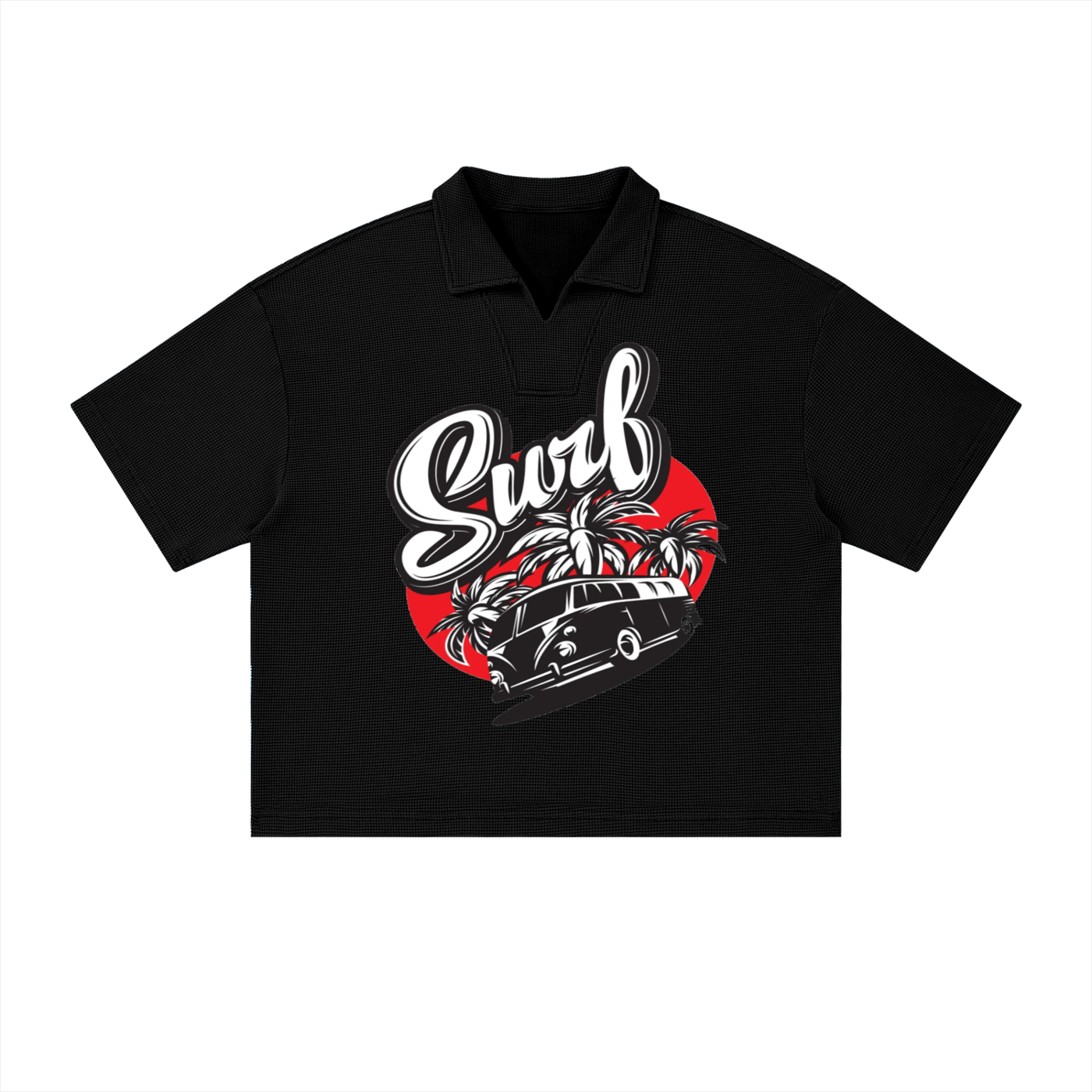 Surf Unisex Vintage Wash Waffle Boxy Polo Shirt