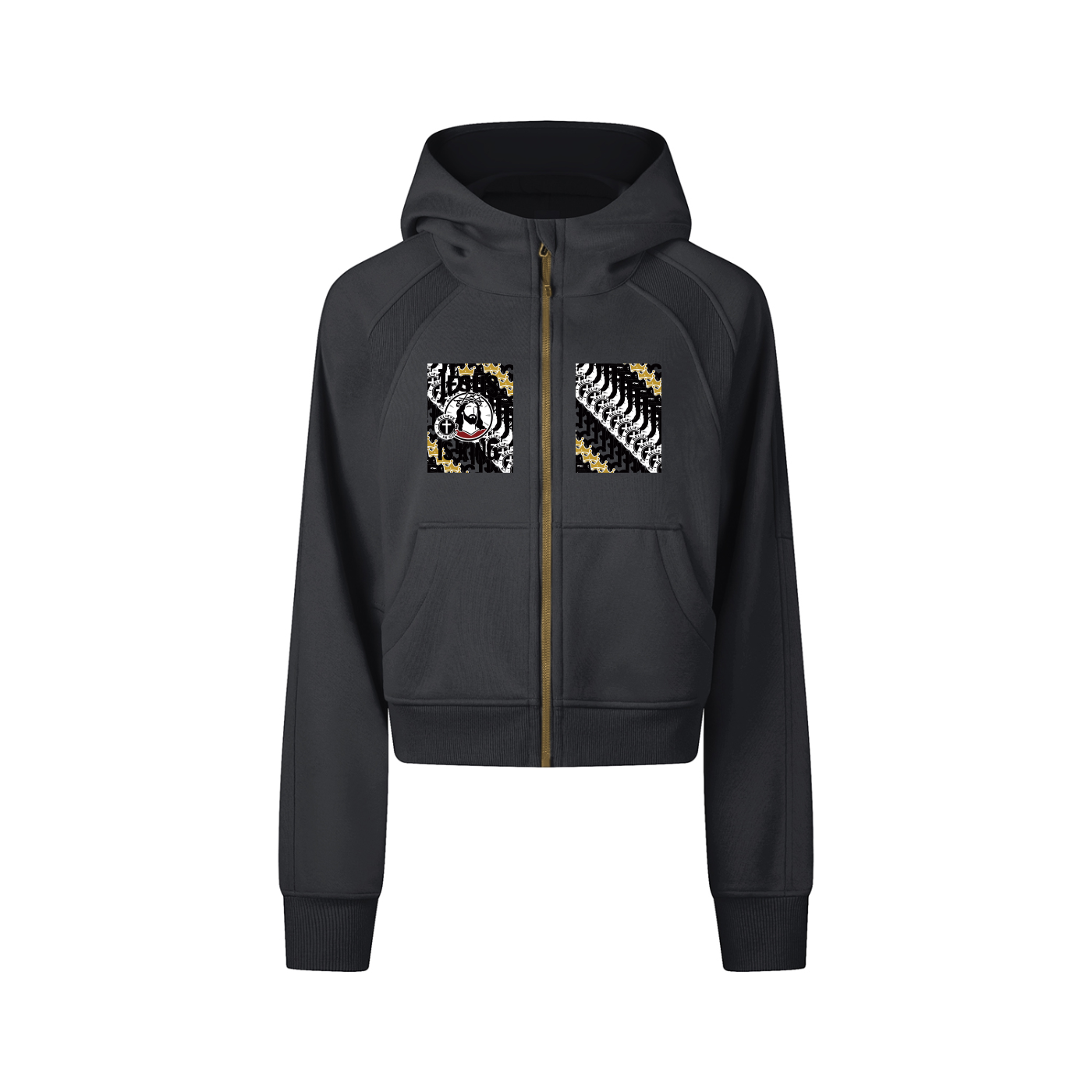 Js DupI, Cropped Zip-Through Hoodie