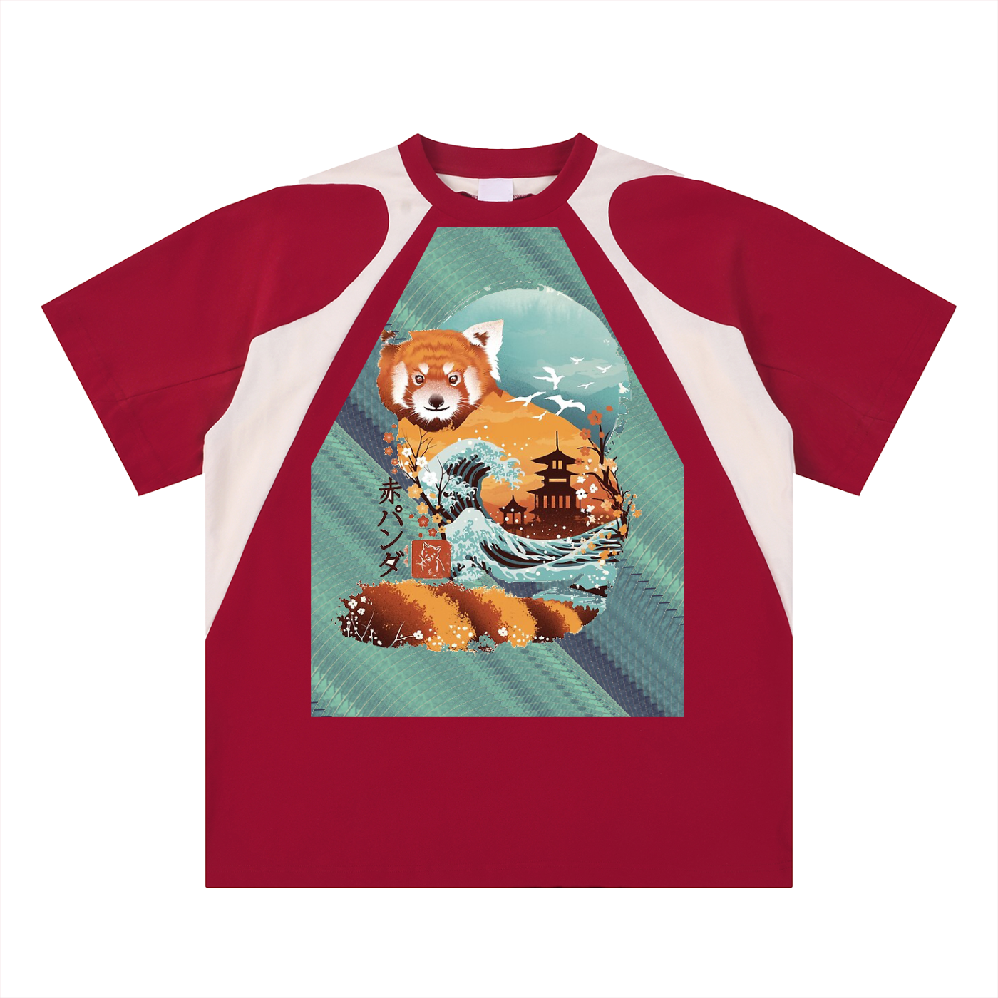 The Fox, Contrast Panel Cotton T-Shirt