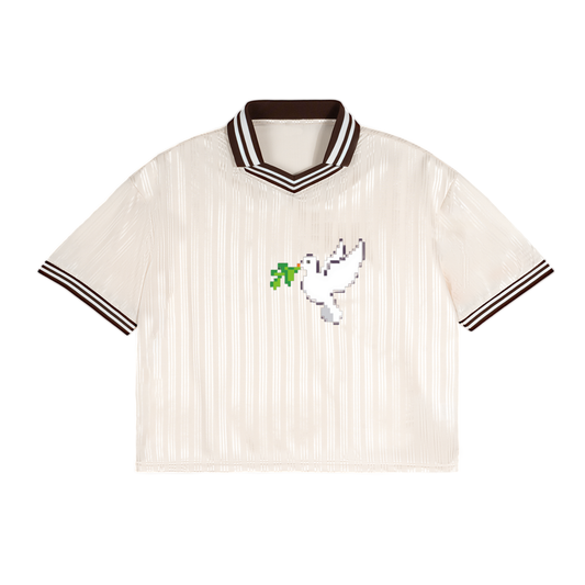 Dove Wings, Contrast Stripes Polo Collar T-Shirt