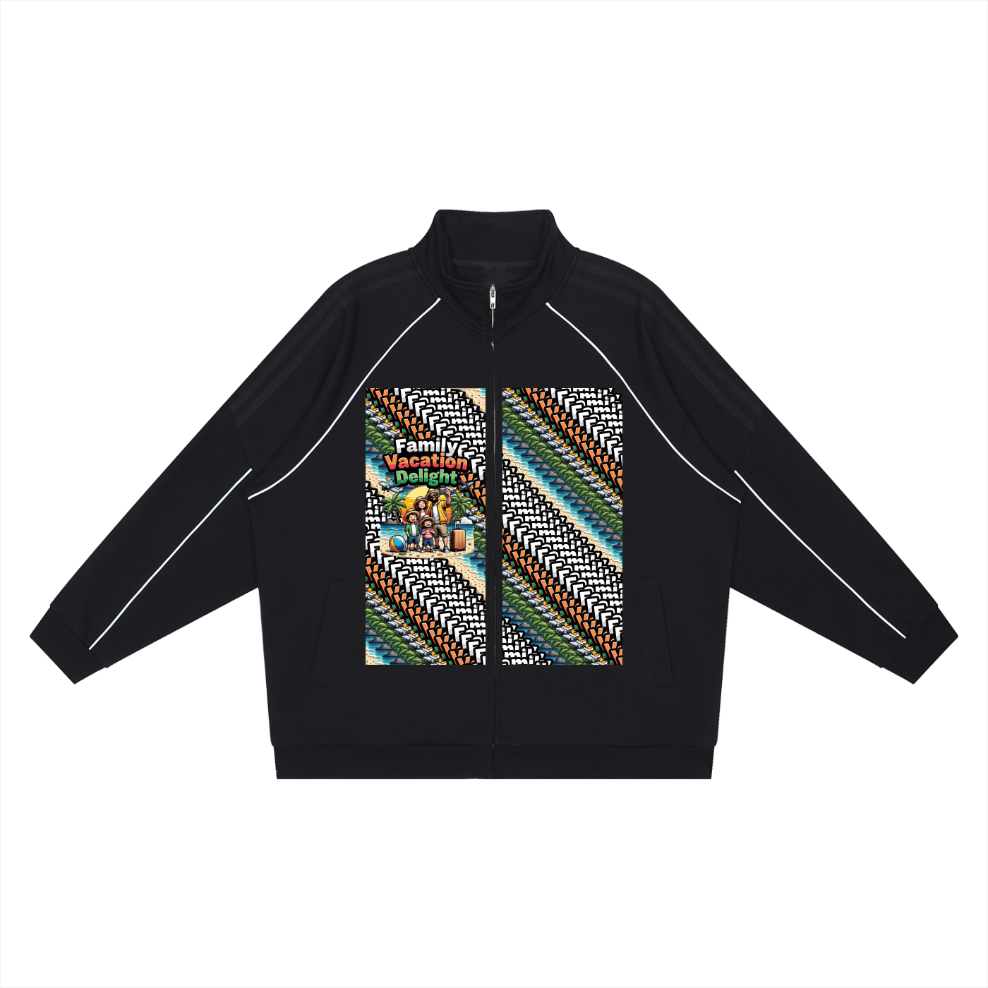 Family Vacation DupI, Reflection Striped Raglan Sleeve  Jacket