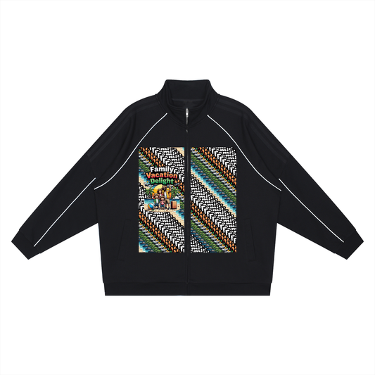 Family Vacation DupI, Reflection Striped Raglan Sleeve  Jacket