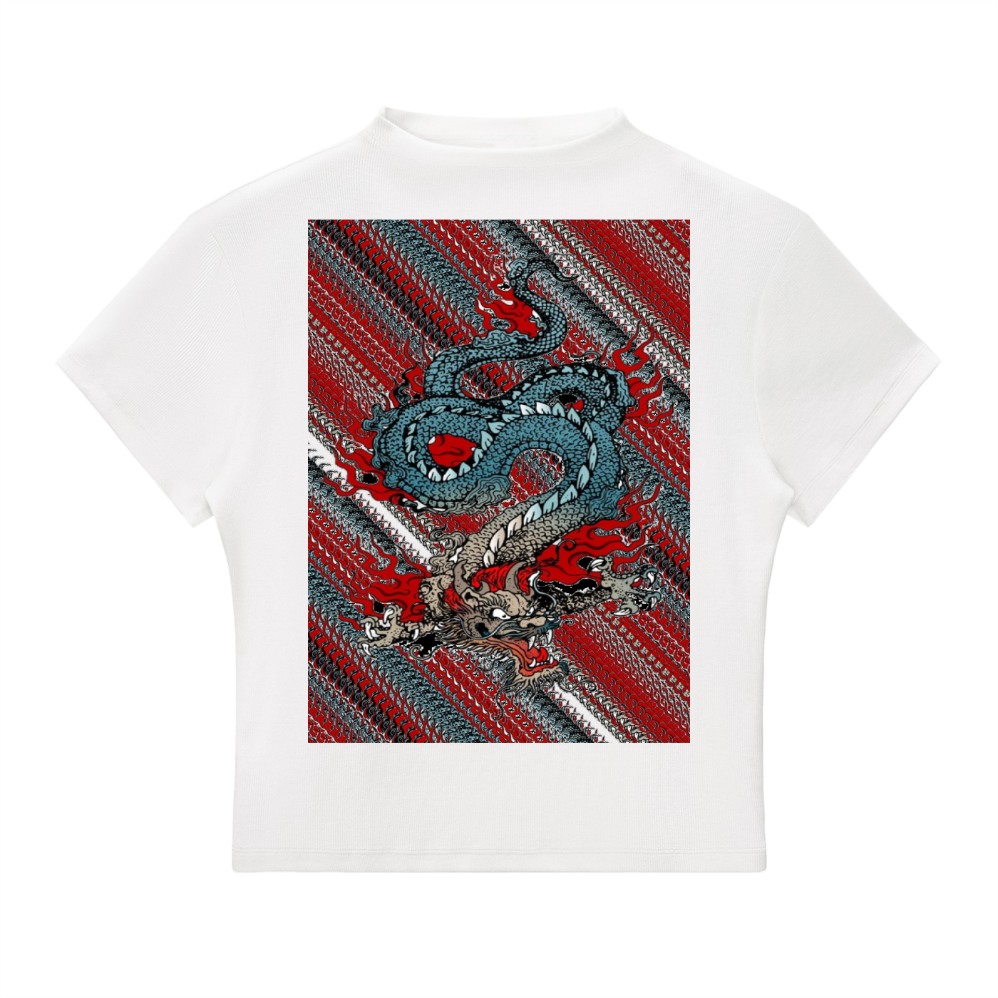 Dup1 Dragons, Essential Slim Fit Mock Neck T-Shirt