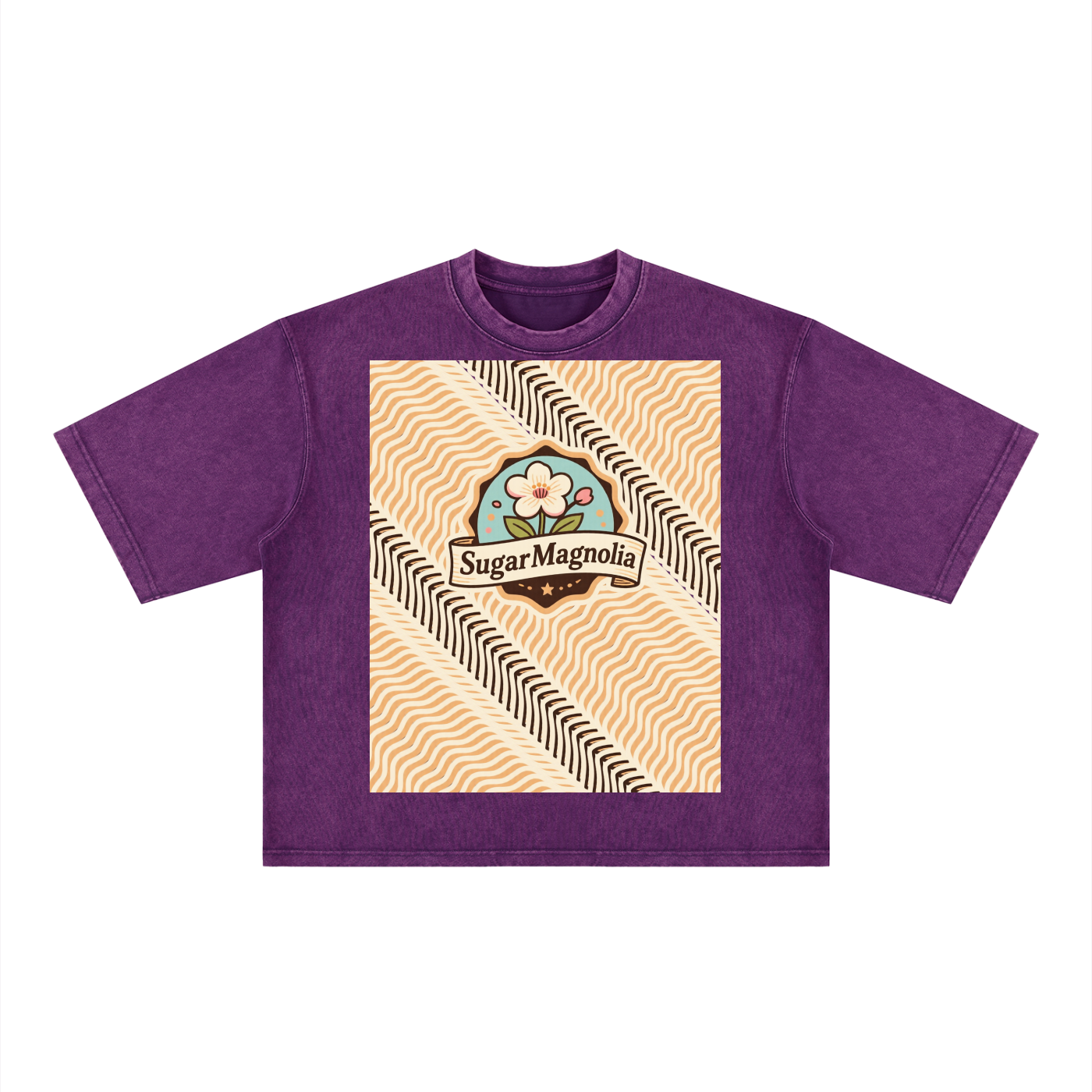 Sugar Pink Wt Magnolia Cr Plant, Unisex Heavyweight Mineral Wash Boxy T-Shirt