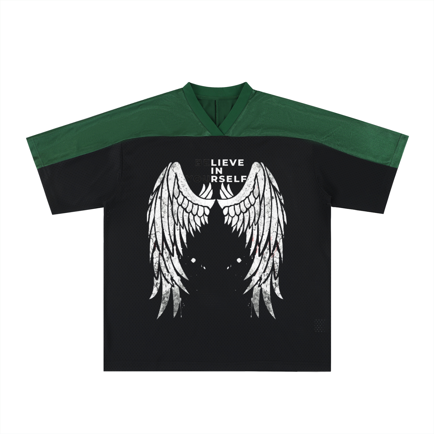BeliveInYourself. Oversized Mesh V-Neck Soccer Jersey