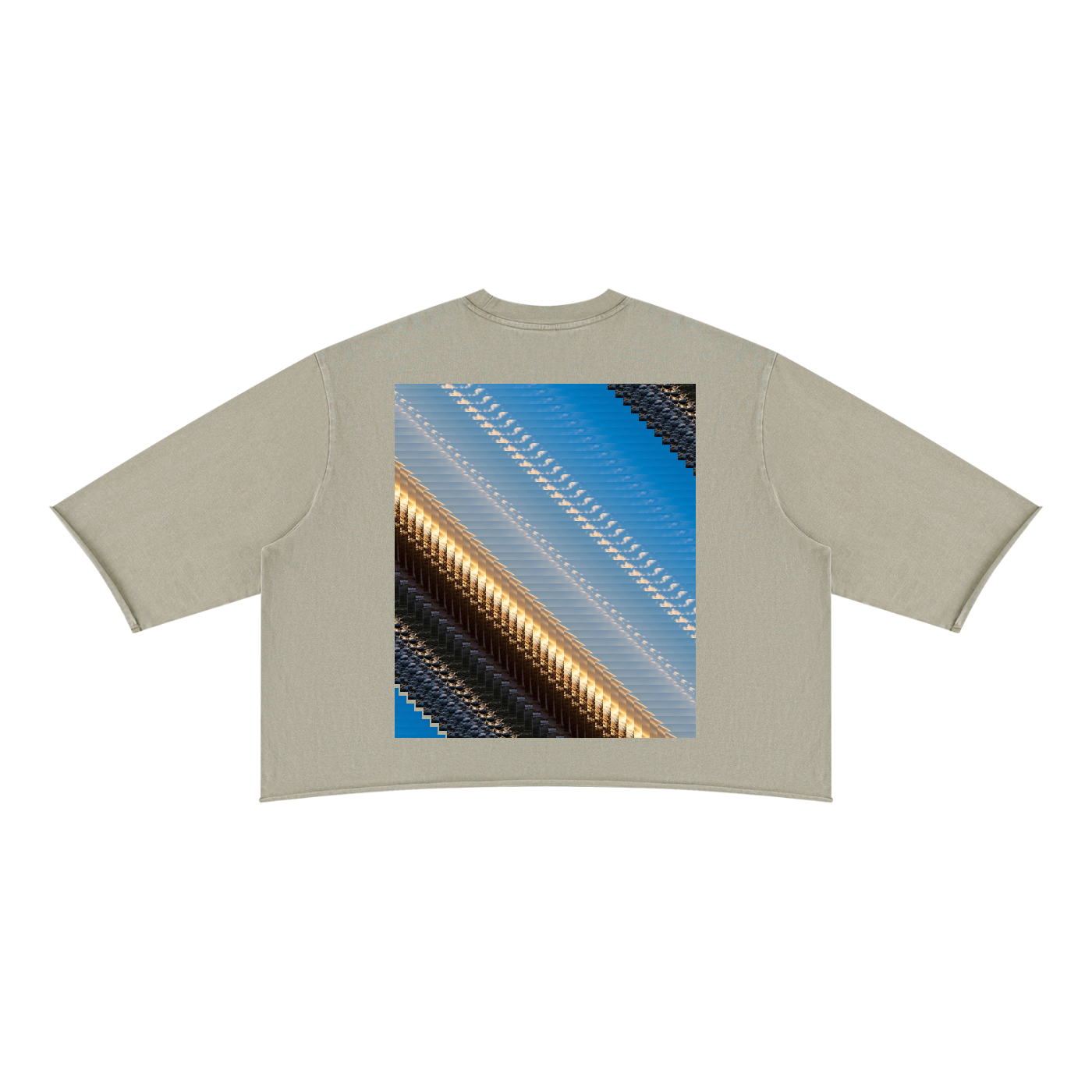 Mountain Top, Unisex Mineral Wash Raw Hem Boxy T-Shirt