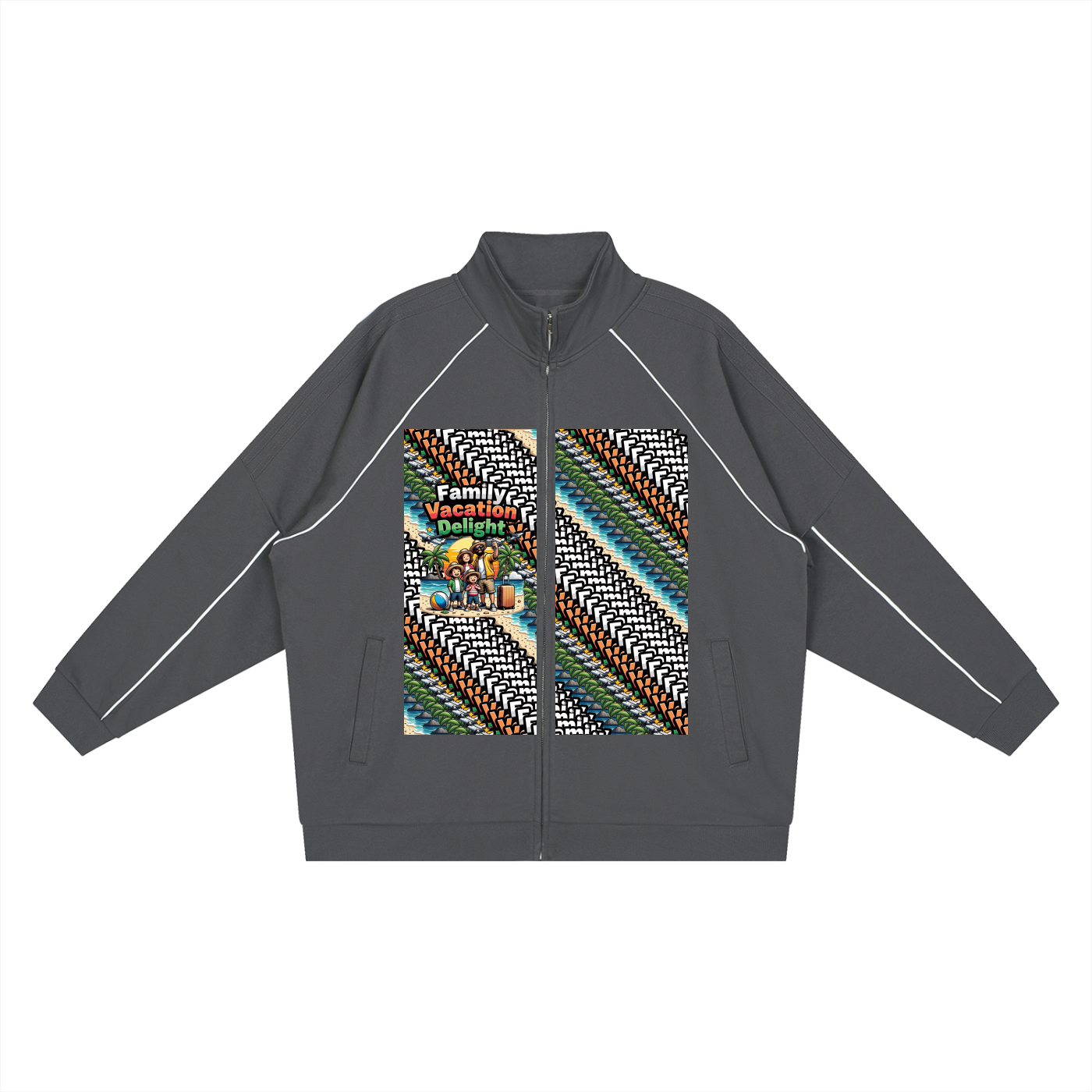 Family Vacation DupI, Reflection Striped Raglan Sleeve  Jacket