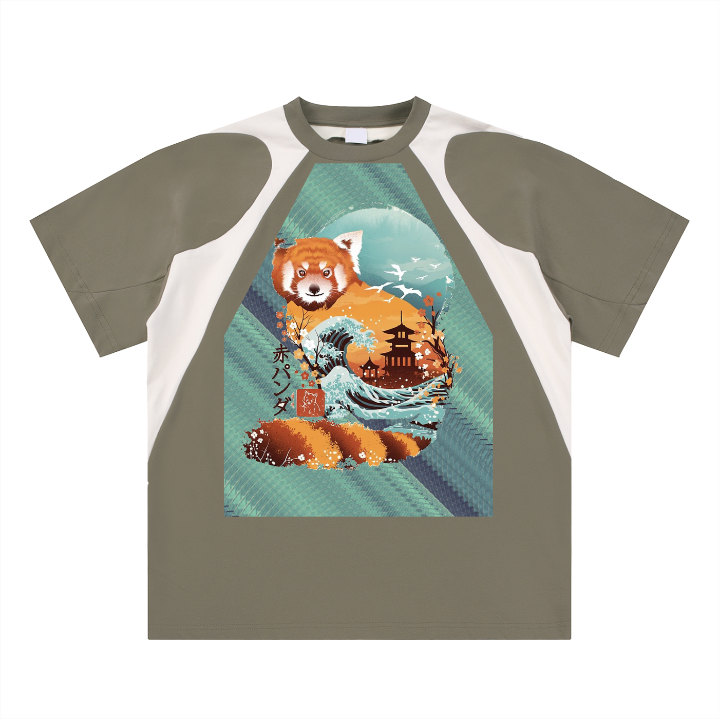 The Fox, Contrast Panel Cotton T-Shirt