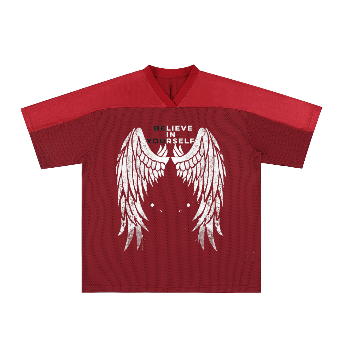 BeliveInYourself. Oversized Mesh V-Neck Soccer Jersey