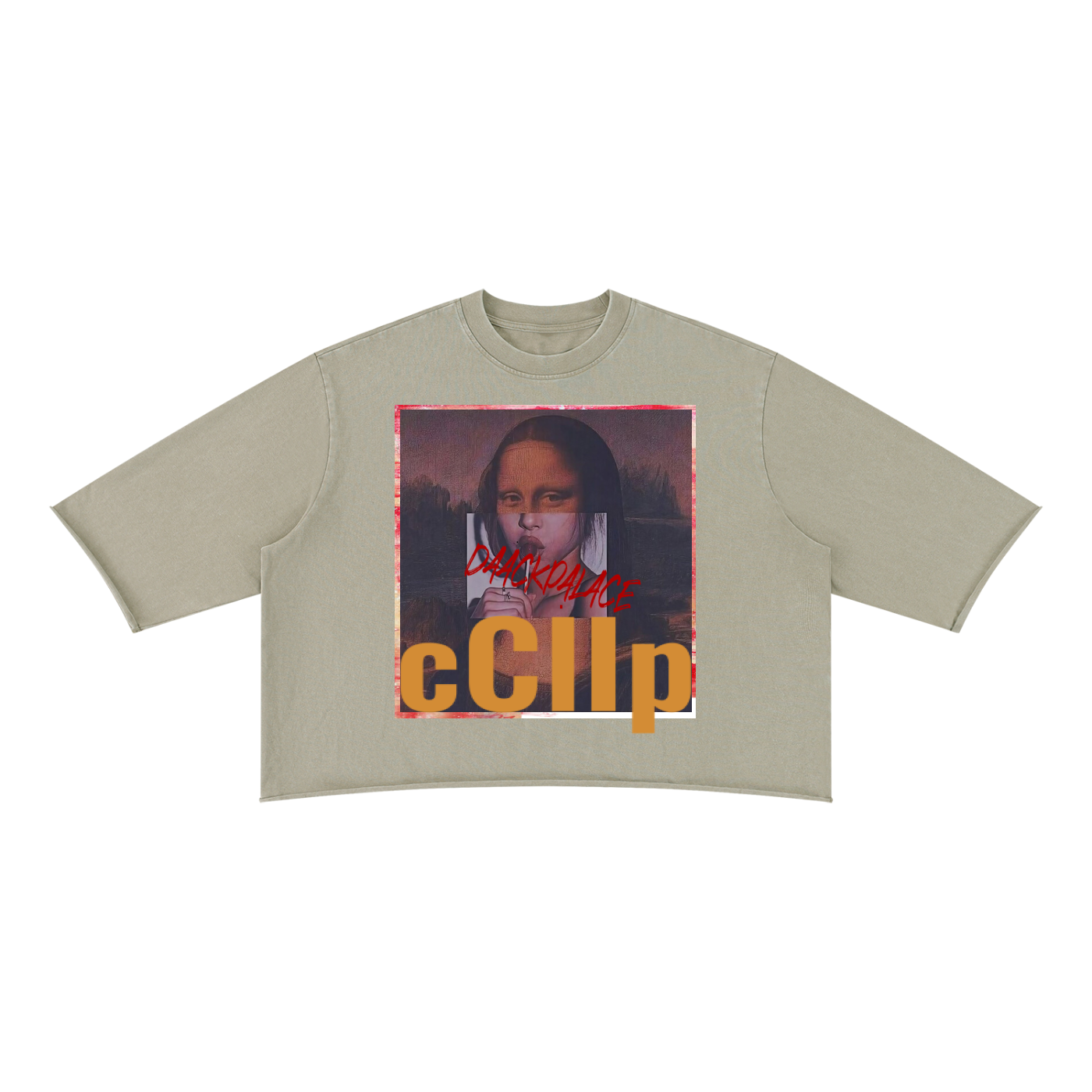 cClip, MonalollyCopy. T-shirt,Unisex Mineral Wash Raw Hem Boxy T-Shirt