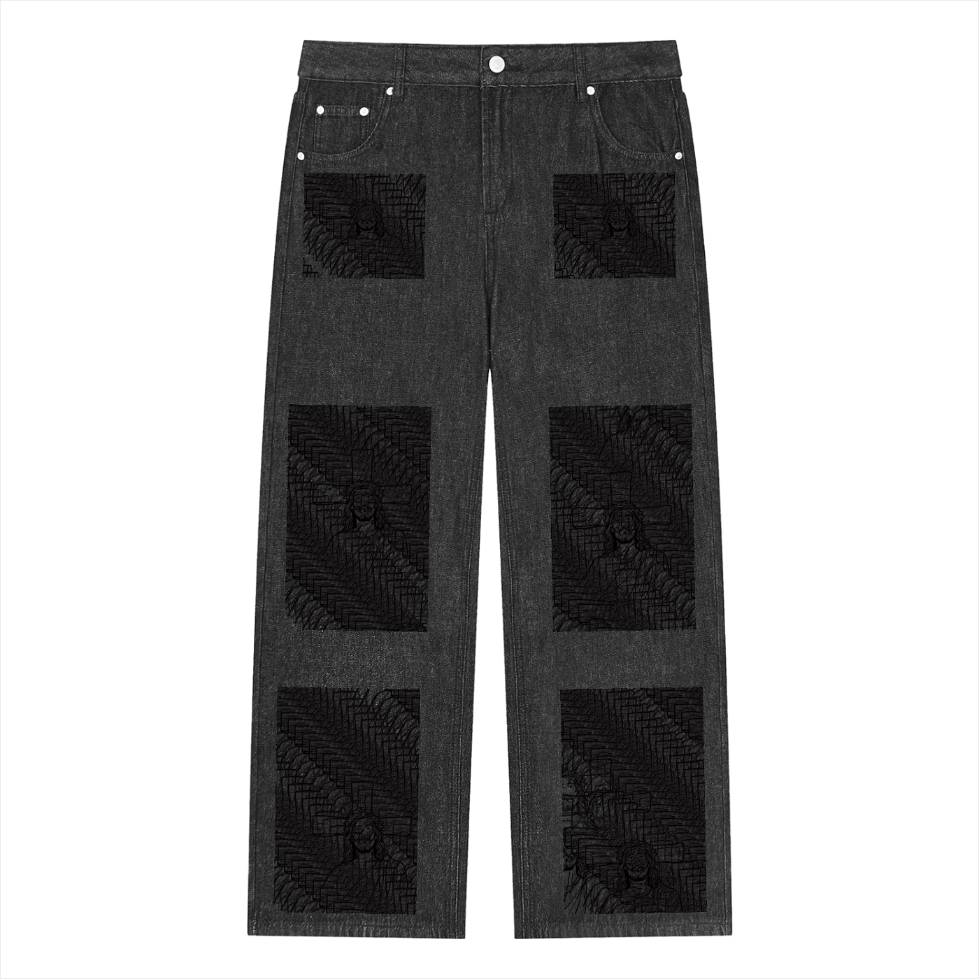 Js DupI, Unisex Vintage Wash Straight Leg Jeans