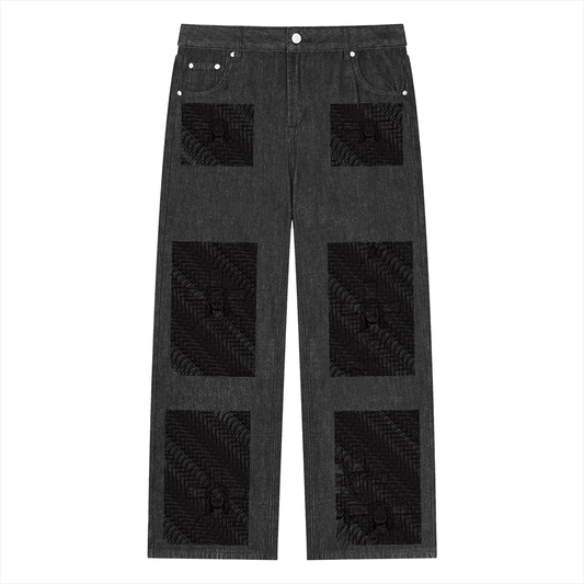 Js DupI, Unisex Vintage Wash Straight Leg Jeans