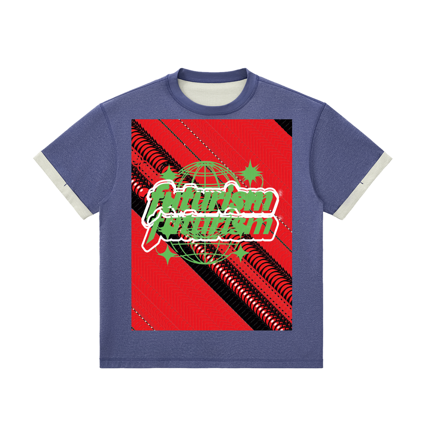 Future is in Dupl, Contrast Cuff Cuffed T-Shirt