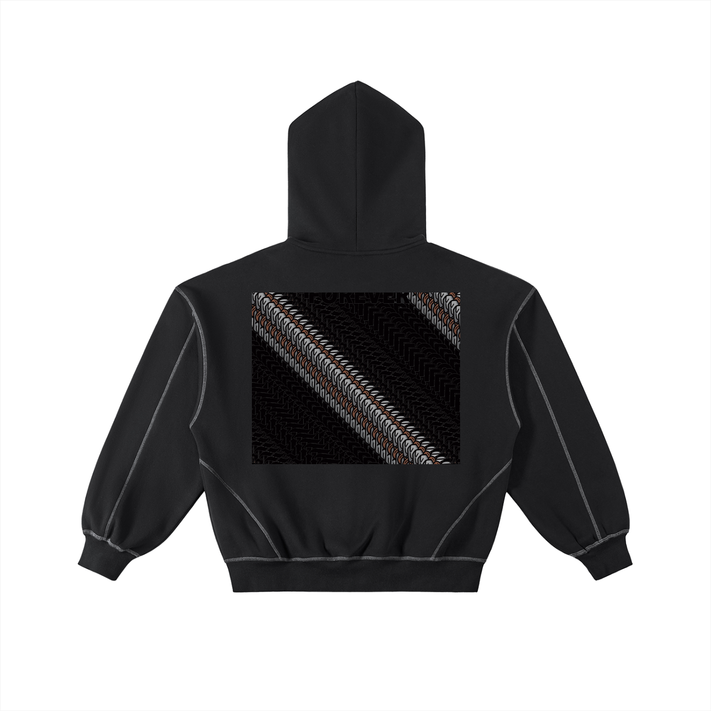 Faith DupI, Contrast-Stitched Boxy Fleece Zip Hoodie