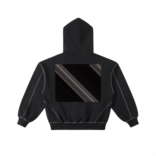 Faith DupI, Contrast-Stitched Boxy Fleece Zip Hoodie
