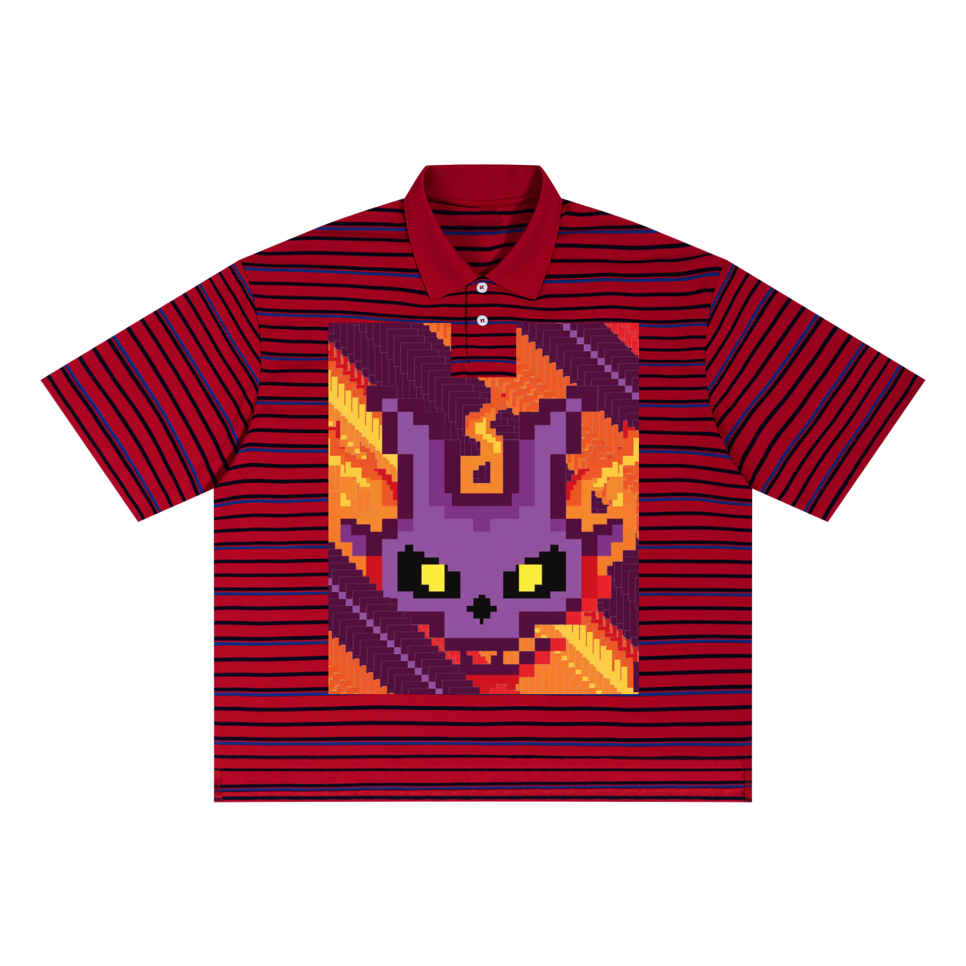 dragon skull, Unisex Striped Boxy Collared Polo Shirt
