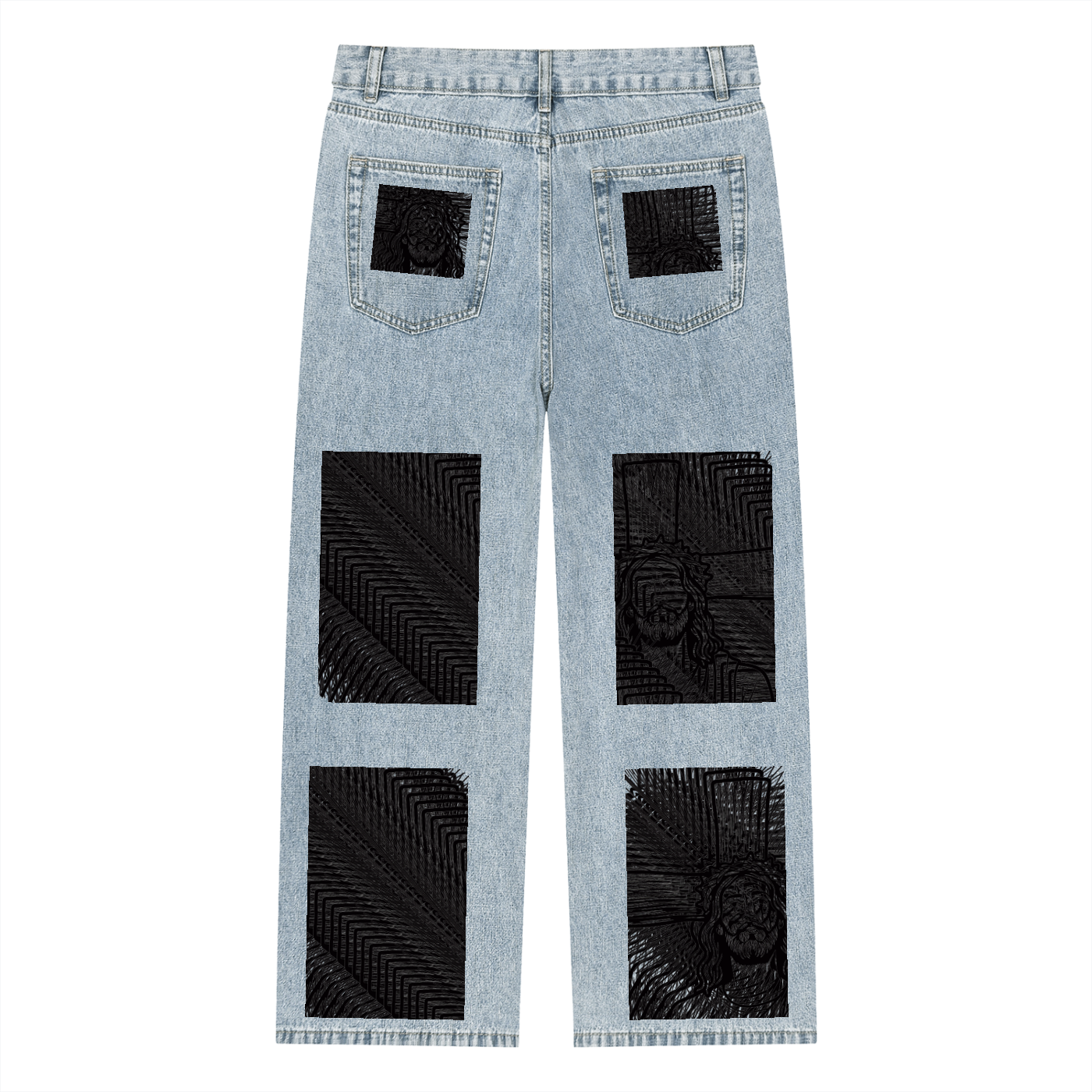 Js DupI, Unisex Vintage Wash Straight Leg Jeans