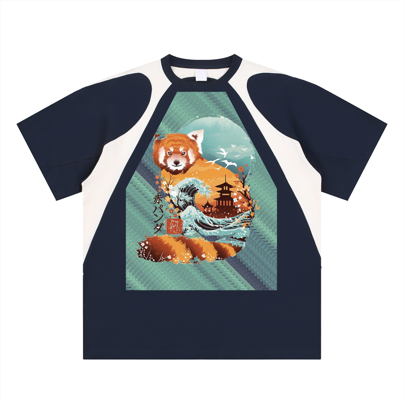 The Fox, Contrast Panel Cotton T-Shirt