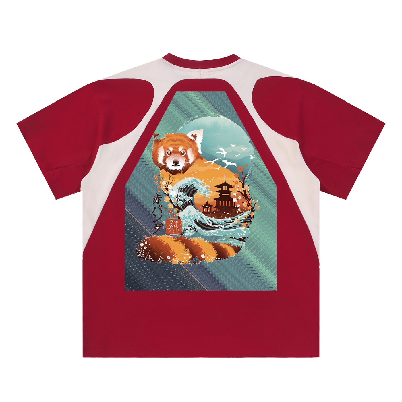 The Fox, Contrast Panel Cotton T-Shirt