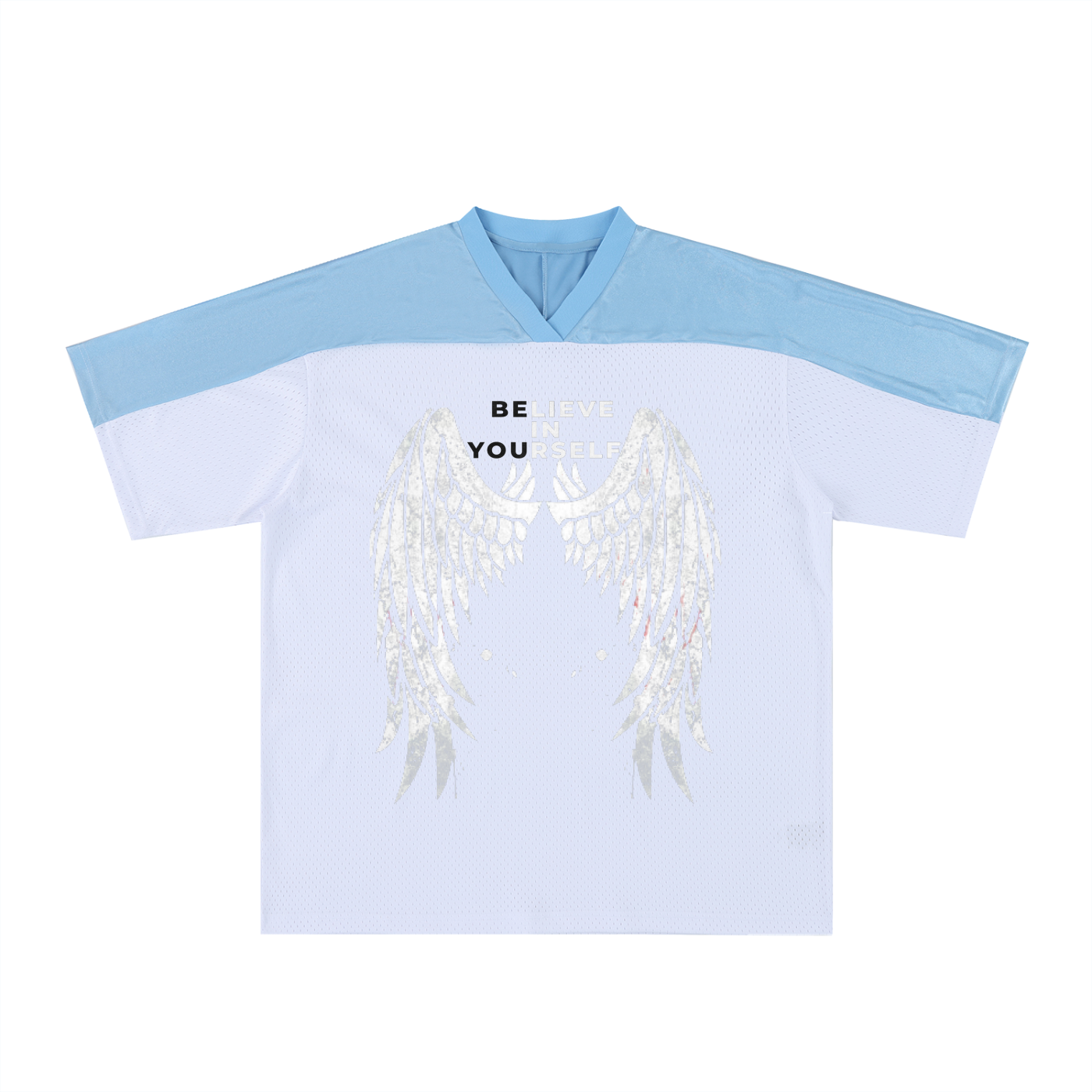 BeliveInYourself. Oversized Mesh V-Neck Soccer Jersey