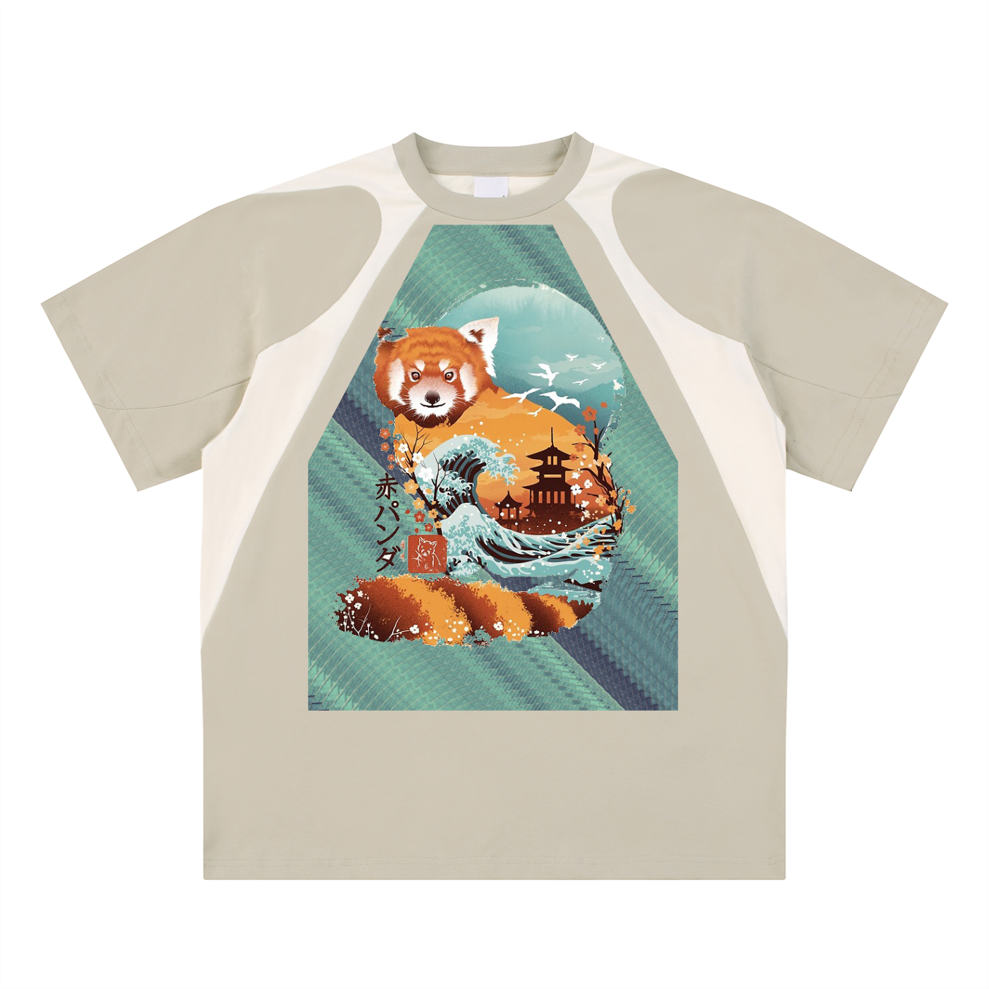 The Fox, Contrast Panel Cotton T-Shirt