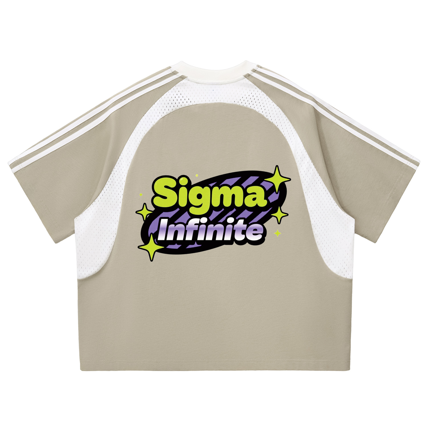 SIGMAINFTVITGEVIBES, Contrast Stripes Panel Mesh T-shirt