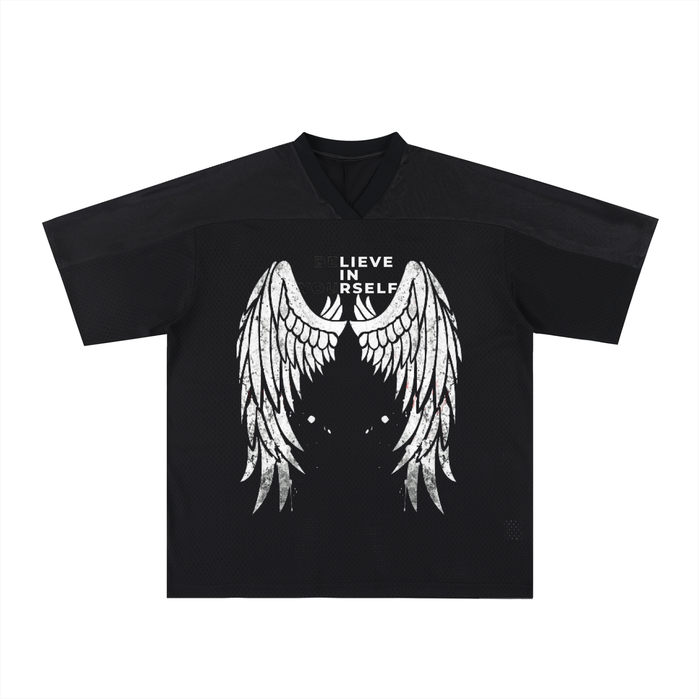 BeliveInYourself. Oversized Mesh V-Neck Soccer Jersey