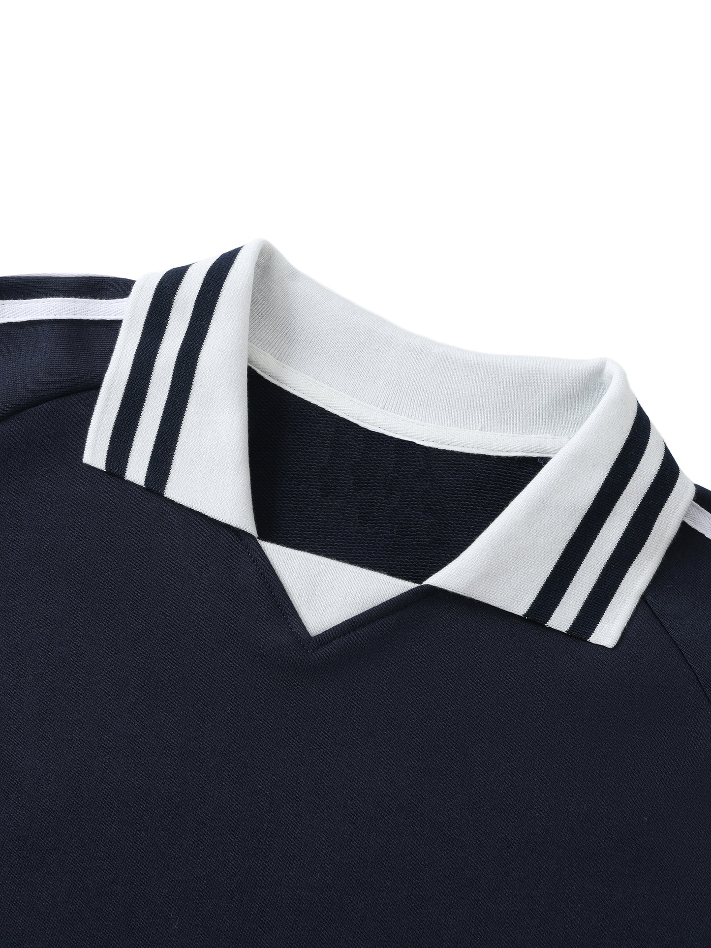 DupI9i, Contrast Striped Lapel Collar Sweatshirt