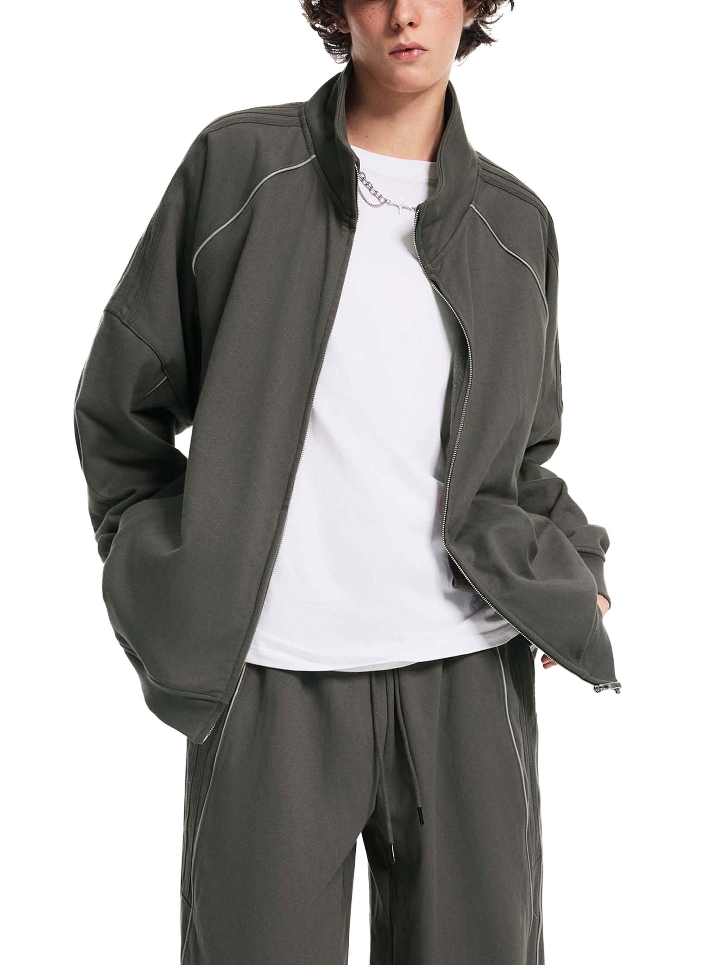 Family Vacation DupI, Reflection Striped Raglan Sleeve  Jacket