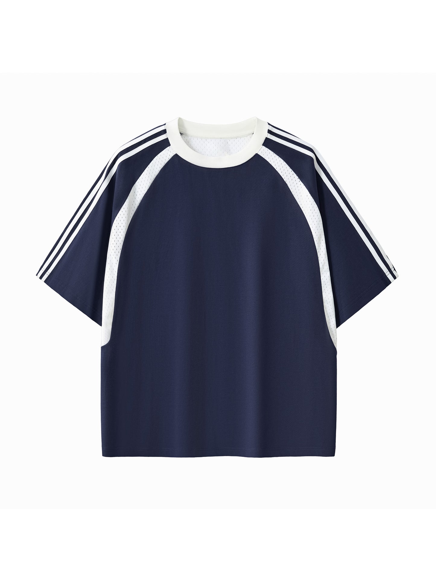 SIGMAINFTVITGEVIBES, Contrast Stripes Panel Mesh T-shirt