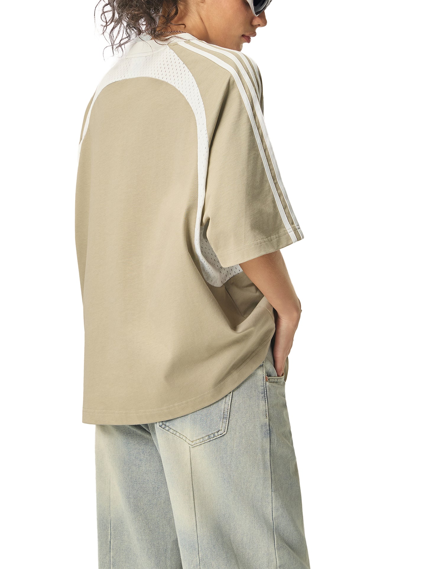 SIGMAINFTVITGEVIBES, Contrast Stripes Panel Mesh T-shirt