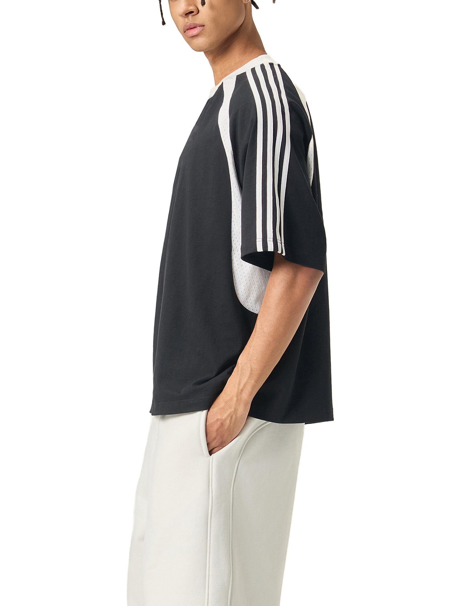 SIGMAINFTVITGEVIBES, Contrast Stripes Panel Mesh T-shirt
