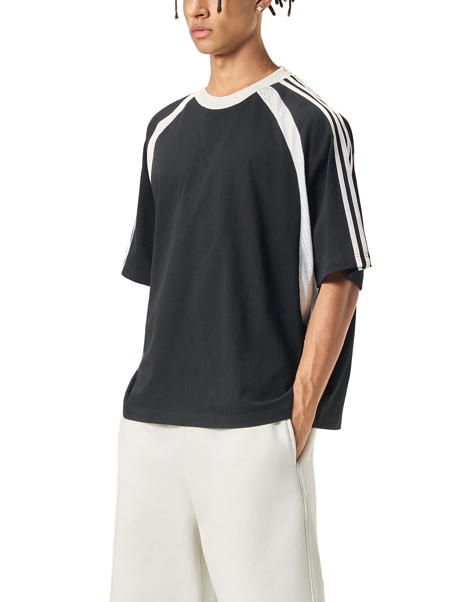 SIGMAINFTVITGEVIBES, Contrast Stripes Panel Mesh T-shirt