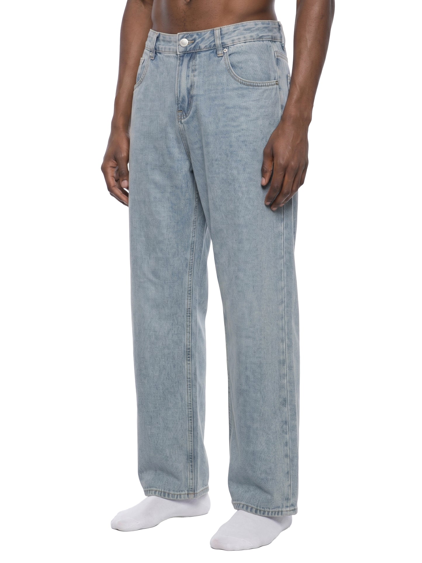 Js DupI, Unisex Vintage Wash Straight Leg Jeans