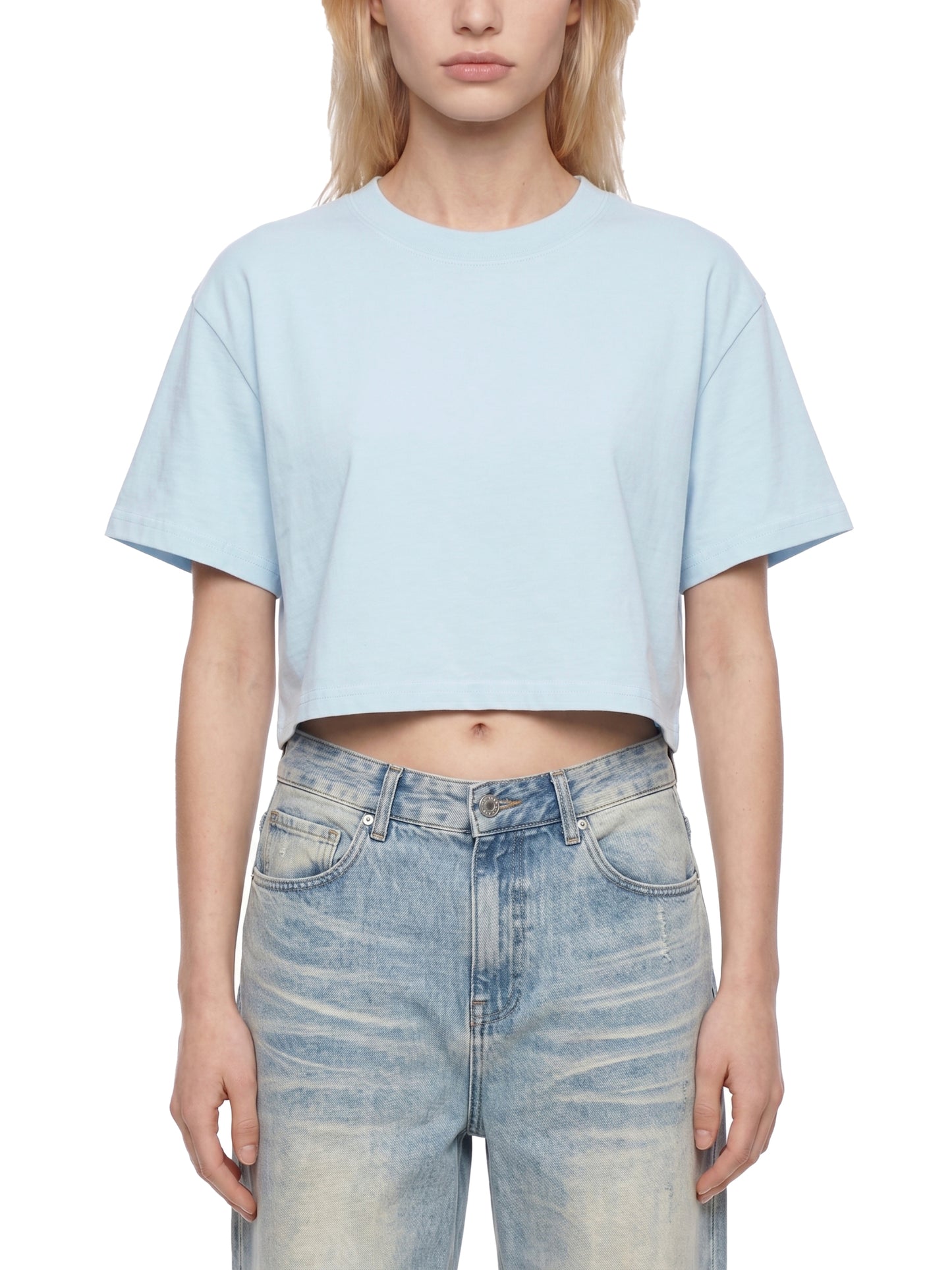 8eg DupI, Women's Mineral Wash Cotton Crop T-Shirt