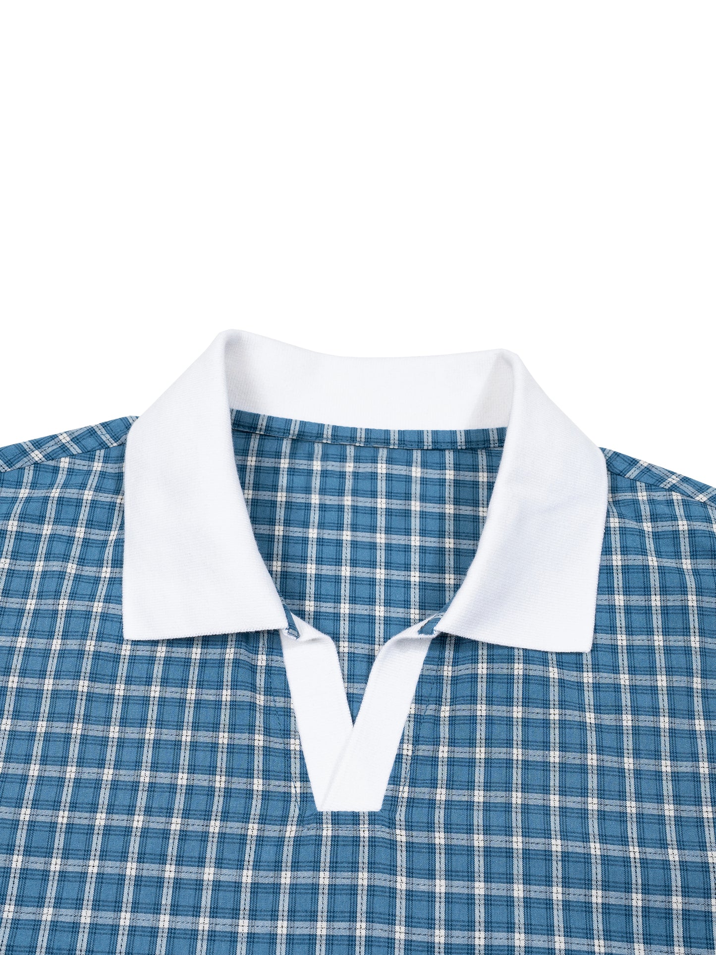 Kings Of Cards DupI, Unisex Boxy Plaid Color Block Polo Shirt