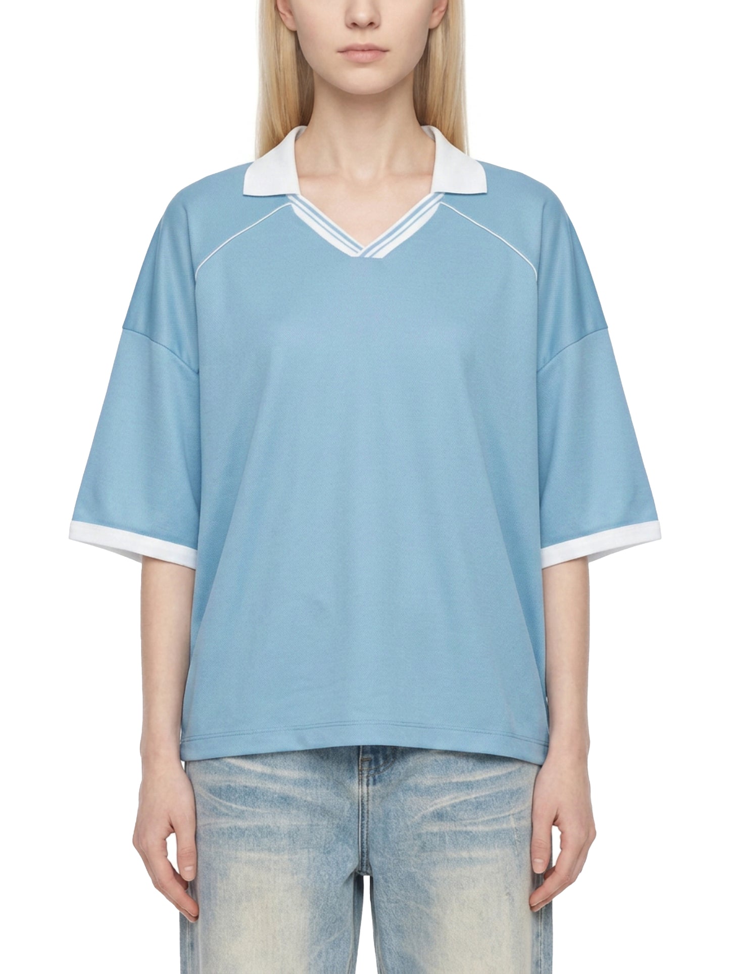 Bcats Sports DupI, Unisex Collared Piping Boxy Soccer Jersey