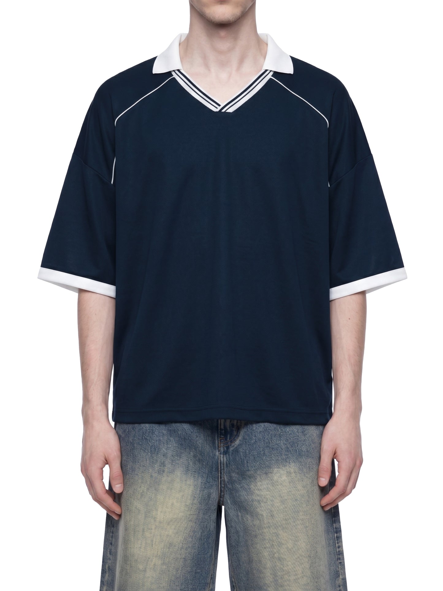 Bcats Sports DupI, Unisex Collared Piping Boxy Soccer Jersey