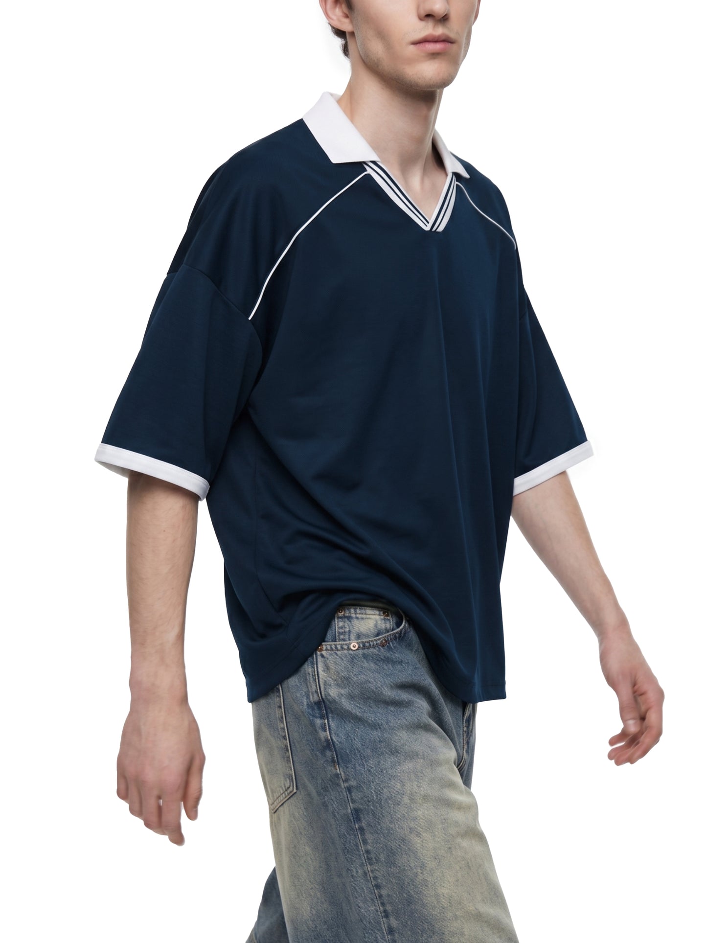 Bcats Sports DupI, Unisex Collared Piping Boxy Soccer Jersey
