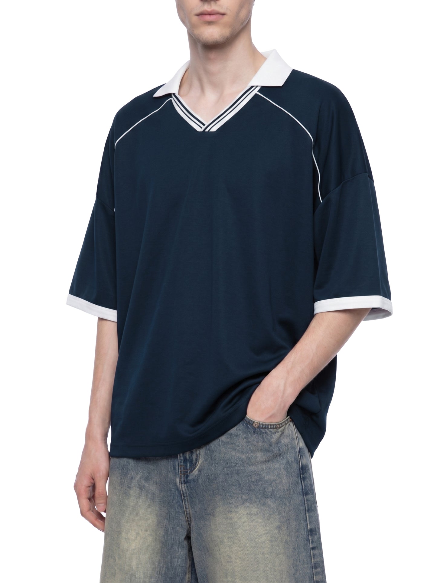 Bcats Sports DupI, Unisex Collared Piping Boxy Soccer Jersey