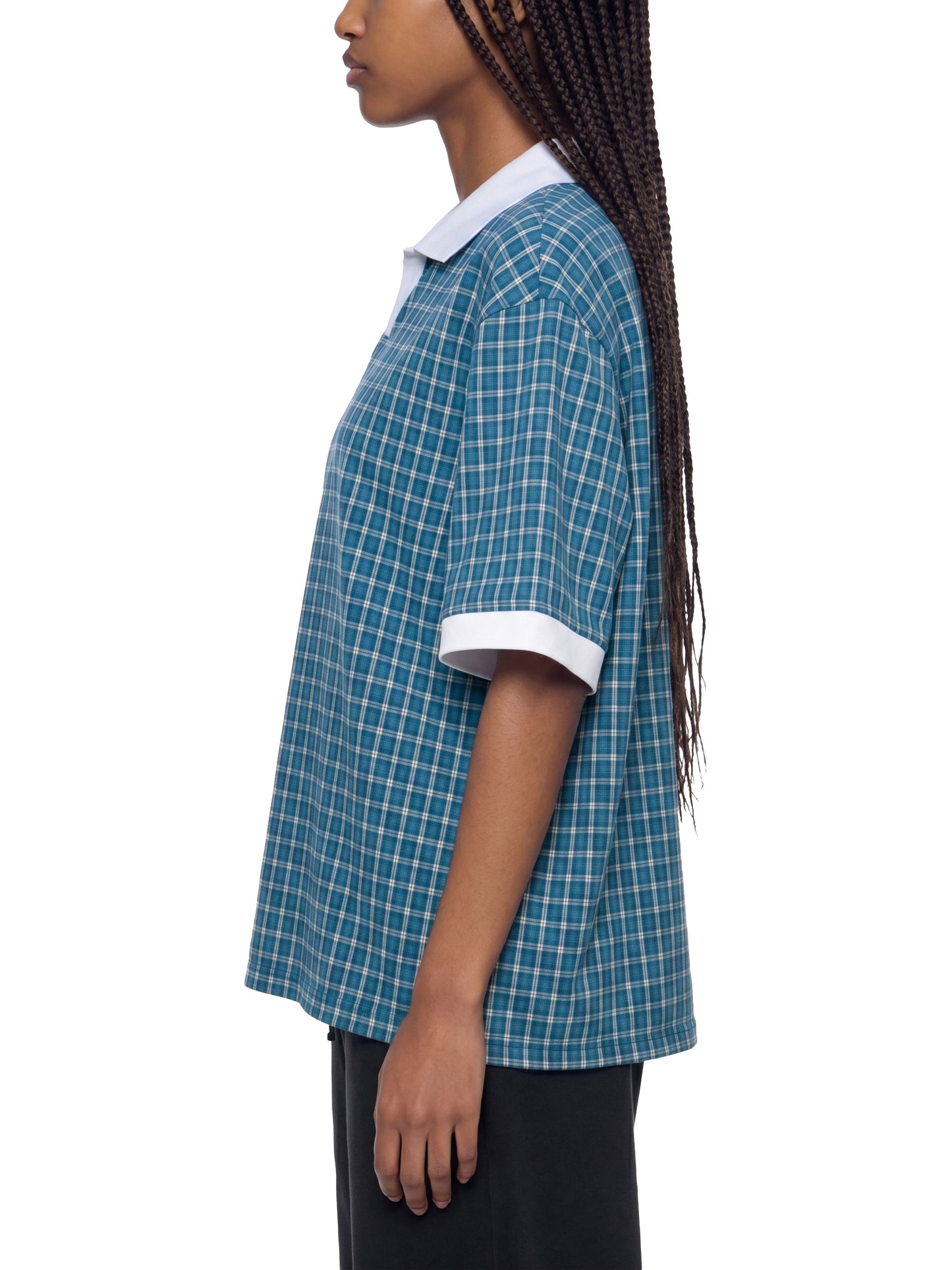 Kings Of Cards DupI, Unisex Boxy Plaid Color Block Polo Shirt