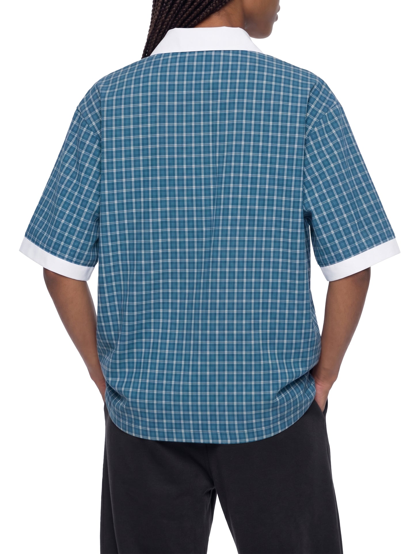 Kings Of Cards DupI, Unisex Boxy Plaid Color Block Polo Shirt