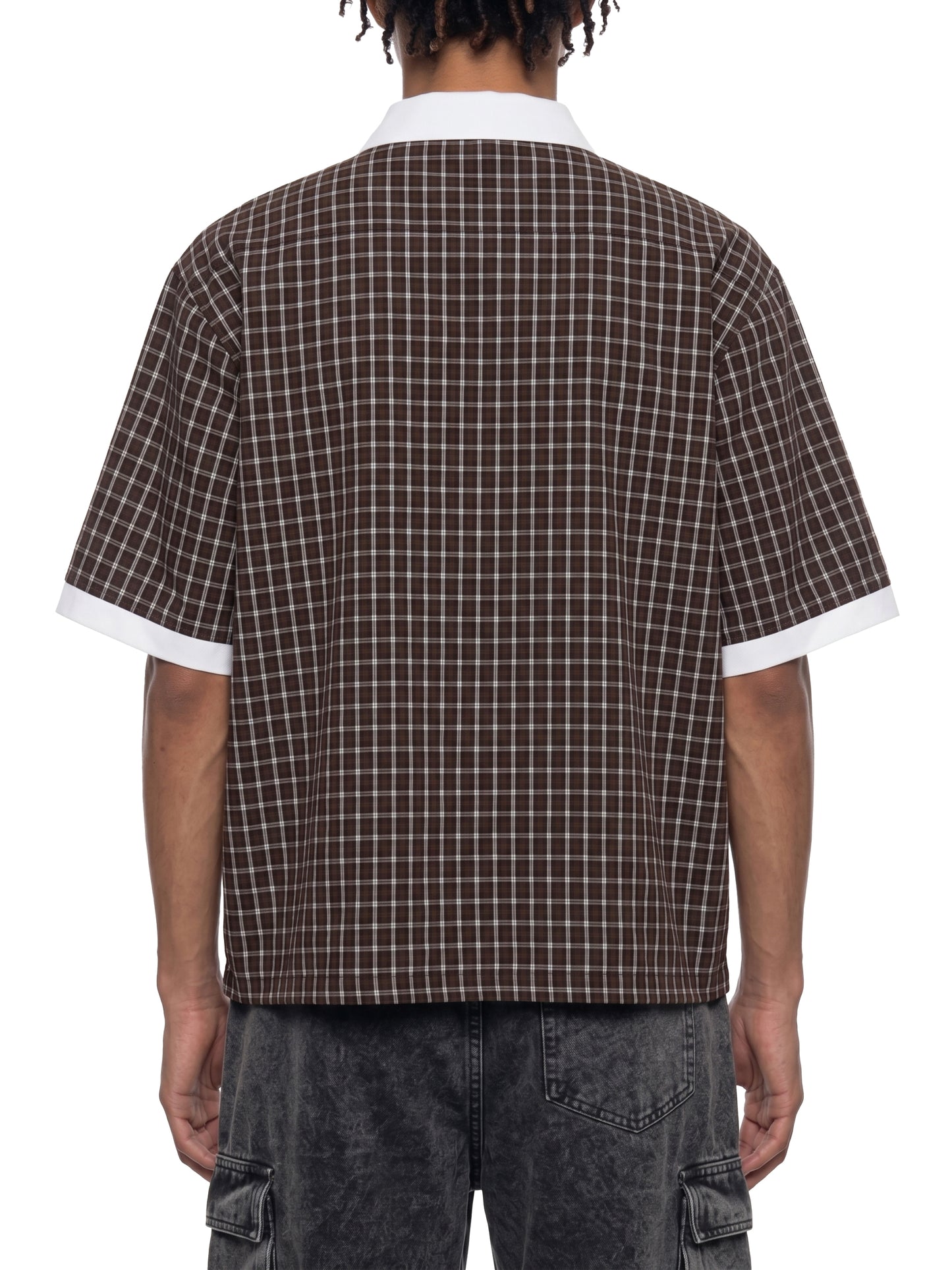 Kings Of Cards DupI, Unisex Boxy Plaid Color Block Polo Shirt