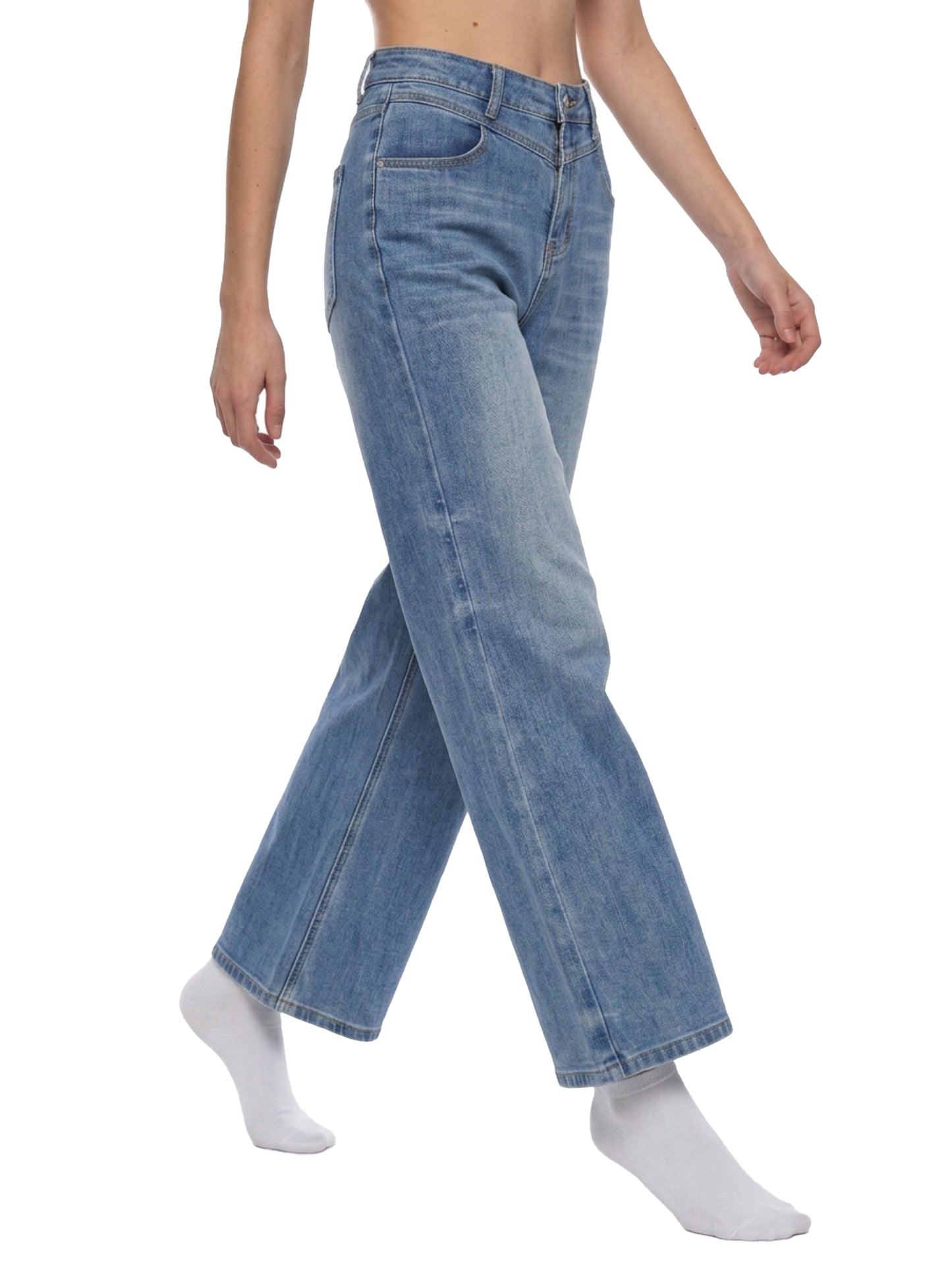 DupL, Women’s Vintage Wash Wide Leg Jeans