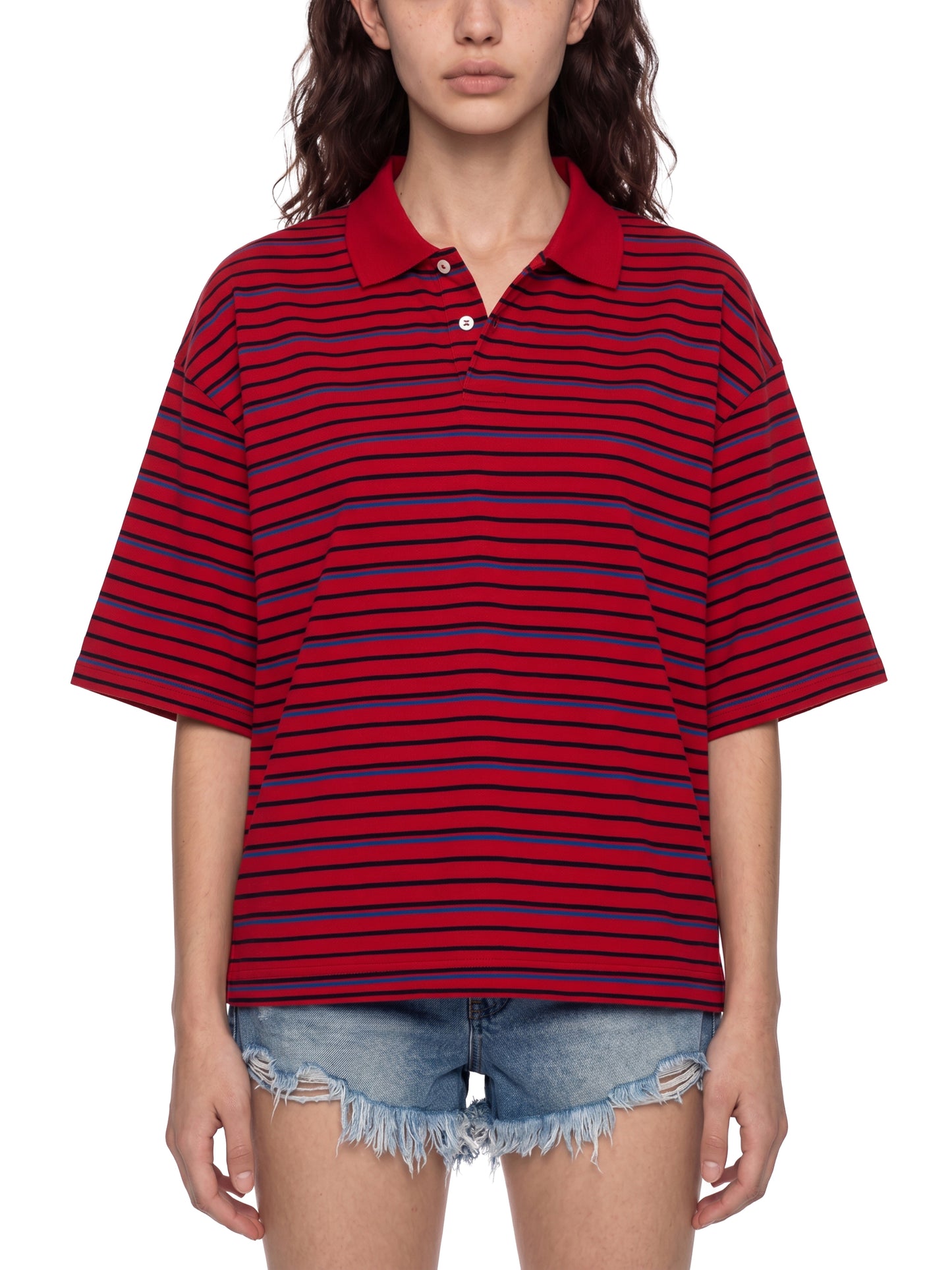 dragon skull, Unisex Striped Boxy Collared Polo Shirt