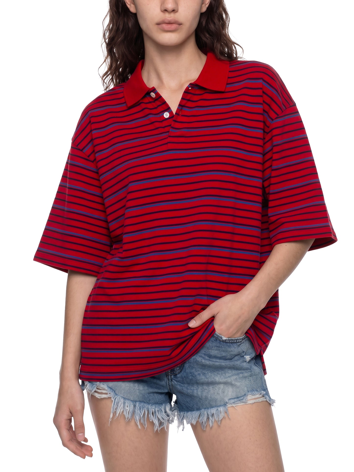 dragon skull, Unisex Striped Boxy Collared Polo Shirt