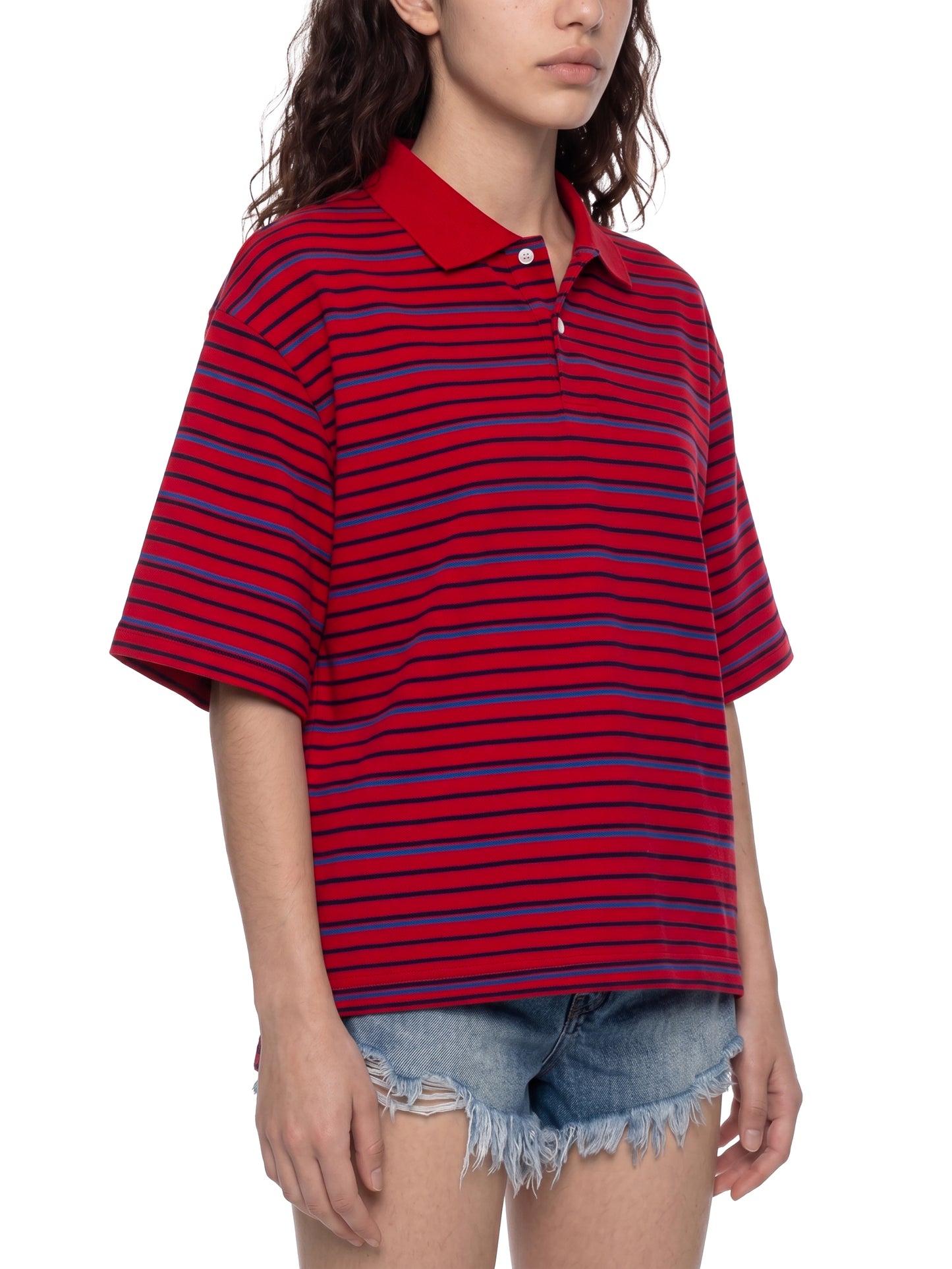 dragon skull, Unisex Striped Boxy Collared Polo Shirt